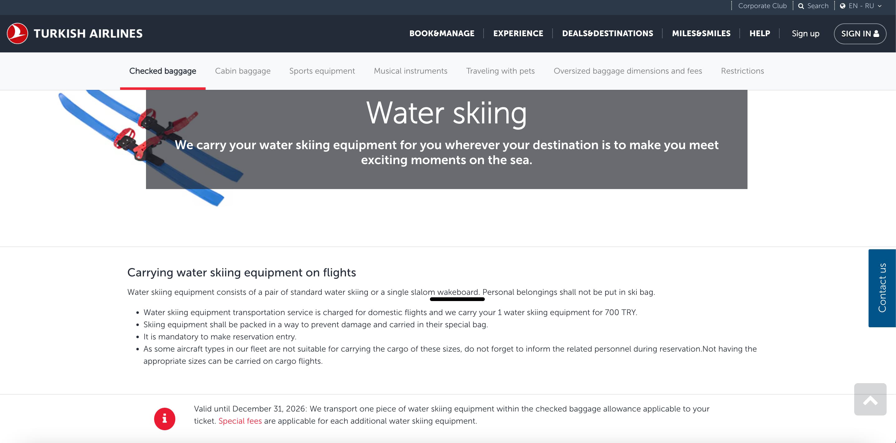 Turkish Airlines Sports Equipment Regler Dokumentation